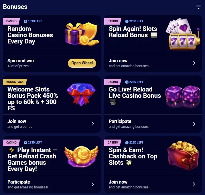 Bonuses offered by Spinay Casino